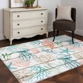 thumbnail image 3 of Area Rugs for Living Room Bedroom, Teal Red Jellyfish Coastal 4'x6' Rug Washable Carpet Runner Indoor Outdoor, Vintage Beach Coral Starfish Nautical Non Slip Accent Floor Mats Rug for Kitchen, Office, 3 of 8