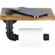 thumbnail image 5 of Nvzi Portarrollos de papel higiénico rústico con estante, porta rollos de papel higiénico industrial W022CAl, soporte de papel higiénico de madera estilo granja para baño (negro), 5 of 5