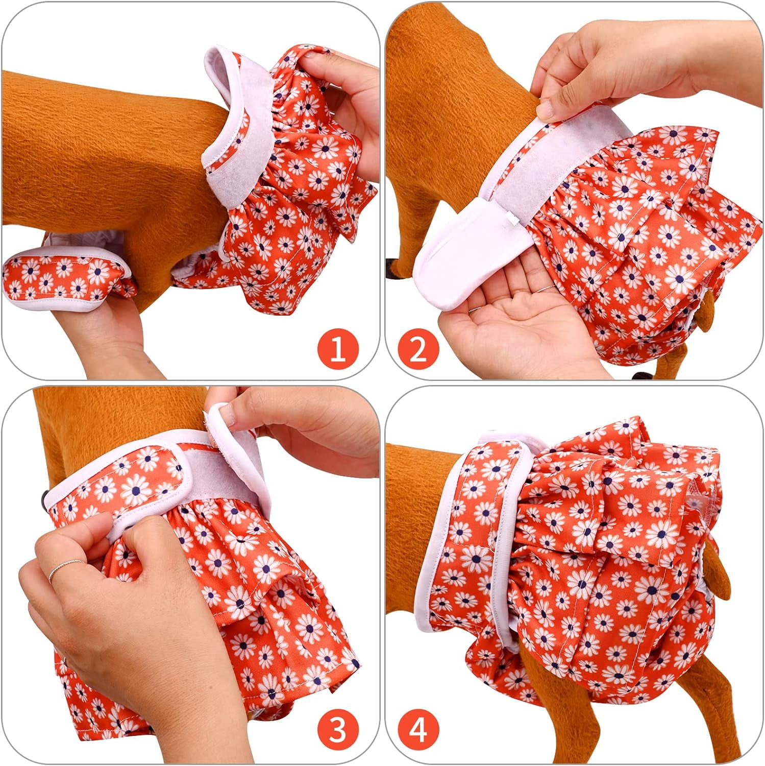 QKURT 3 Pack Reusable Dog Nappies Female, Pet Dog Nappies Super Absorbent Washable Dog Period Pants, Skirt Design Dog Season Pants Dog Diapers for Dogs in Heat, Period, Incontinence