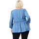 thumbnail image 4 of Women's Plus Size Peplum Top Pullover Puff Sleeve High Waist Chambray Blouse Light Blue 4X, 4 of 6