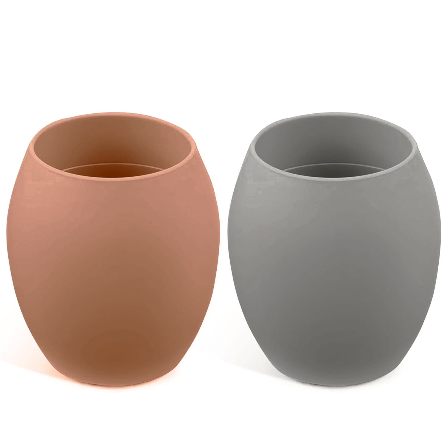 Silicone Baby Tiny Cups for Infant’s First Stage Training, Developed by Feeding Specialist to Fit Baby’s Mouth and Hands 3 Months+ (3 OZ) (Sunrise / Cool Gray)