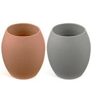 Sperric Baby Cups Silicone Toddler Open Training Cups 3 Months+ (3 OZ) (Sunrise / Cool Gray)
