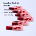 thumbnail image 6 of 24Pcs Long Coffin Halloween Press On Nails, Realistic Blood Drip Splatter Nude Red Gothic Fake Nails, Detachable Reusable Nail Tips For Horror Cosplay Halloween Party Manicure Decor, 6 of 7