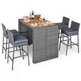 thumbnail image 2 of Costway 5-Piece Patio PE Wicker Bar Set with Backrest and Footrest for Garden, Poolside Gray, 2 of 10