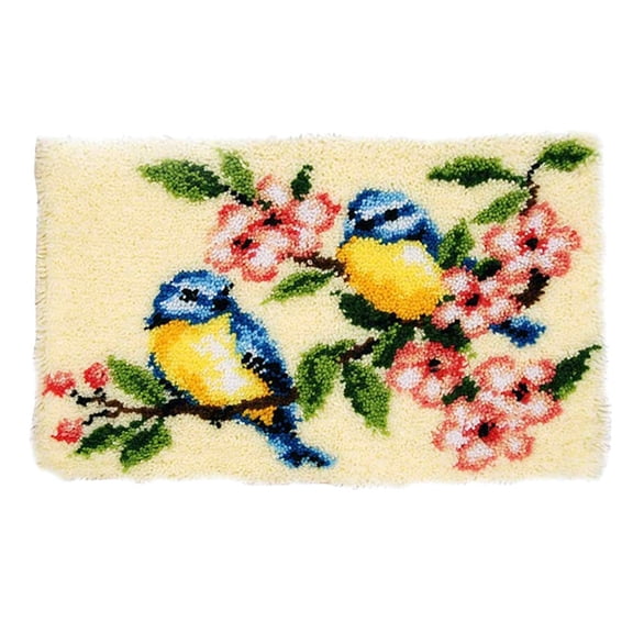Latch Hook Rug Kits Embroidery DIY Birds Pattern Crochet Needlework Crafts for Adults and Kids Beginners 20"x 15"