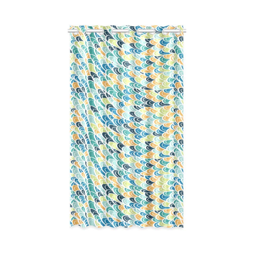 Yusdecor Peacock Colored Scales Blackout Window Curtain Drapes