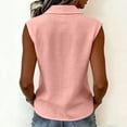 thumbnail image 5 of yardsong Women's Tank Tops Sleeveless Button Down Peter Pan Collared Shirts Casual Loose V Neck Blouses for Business Work Pink,M, 5 of 7