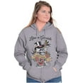 thumbnail image 3 of Life's A Gamble Skull Rose Tattoo Unisex Fleece Graphic Zip Up Hoodie Brisco Brands 2X, 3 of 5