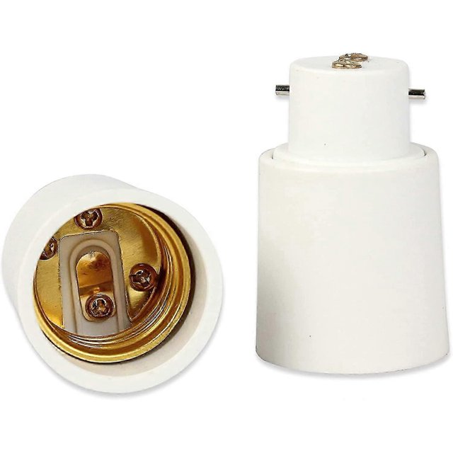 Pack of 2 B22 to E27 Socket Adapter - Converts Bayonet Bulb Bases to Screw.