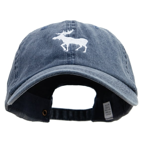 American Moose Embroidered Big Size Washed Pigment Dyed Cap - Navy XL-3XL
