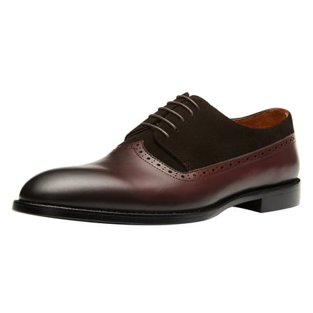 

Santimon Men Leather Dress Shoes Brogue Oxford Shoes Lace Up Formal Business Shoes Brown 11 US