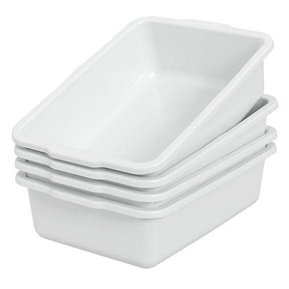 4 Packs Plastic  Bus Tub, 32 L Large Plastic Bus Box, White