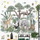 thumbnail image 4 of Cartoon Tropical Rainforest Animal Wall Stickers, Removable Green Plants Lion Giraffe Elephant Decals, Diy Wall Art Decor Decorations For The Wall Win, 4 of 5