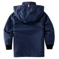 thumbnail image 2 of Hiheart Boys Girls Water Resistance Hooded Jackets Unisex Cotton Lined Mid-Length Rain Jackets Navy 6-7 yrs, 2 of 7