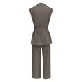 thumbnail image 4 of Women Fashion Solid Casual Suit Sleeveless Lac Up Cardigan High Waist Pants Suit Pant Suits plus Size Jumpsuit for Women Dresses for Grandmother of The Bride Snow Bib Womens Suite 269 Striped Trouser, 4 of 5