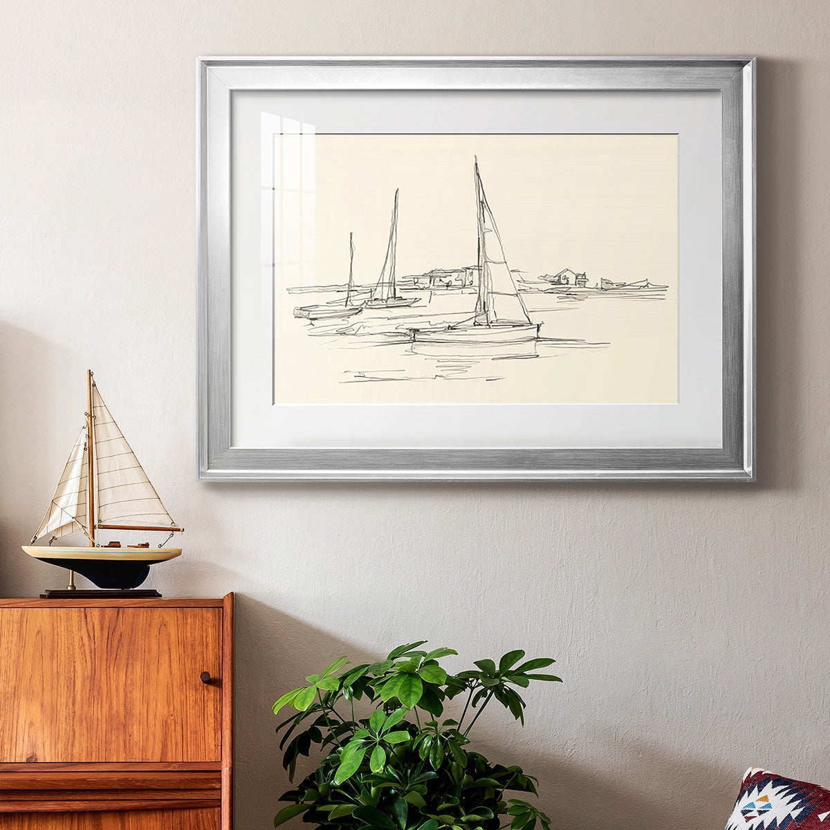 Coastal Contour Sketch I Premium Framed Print - Ready to Hang