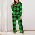 thumbnail image 2 of Honeii Buffalo Plaid Green Black print Women's Pajama Sets Long Sleeve Button Down Sleepwear Nightwear Soft Pjs Lounge Sets-X-Large, 2 of 7