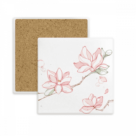 

watercolor peach tree flower square coaster cup mat mug subplate holder insulation stone