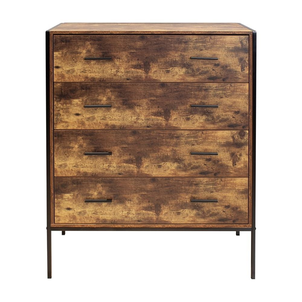 Industrial Style 4 Drawer Chest, Wooden Storage Cabinet