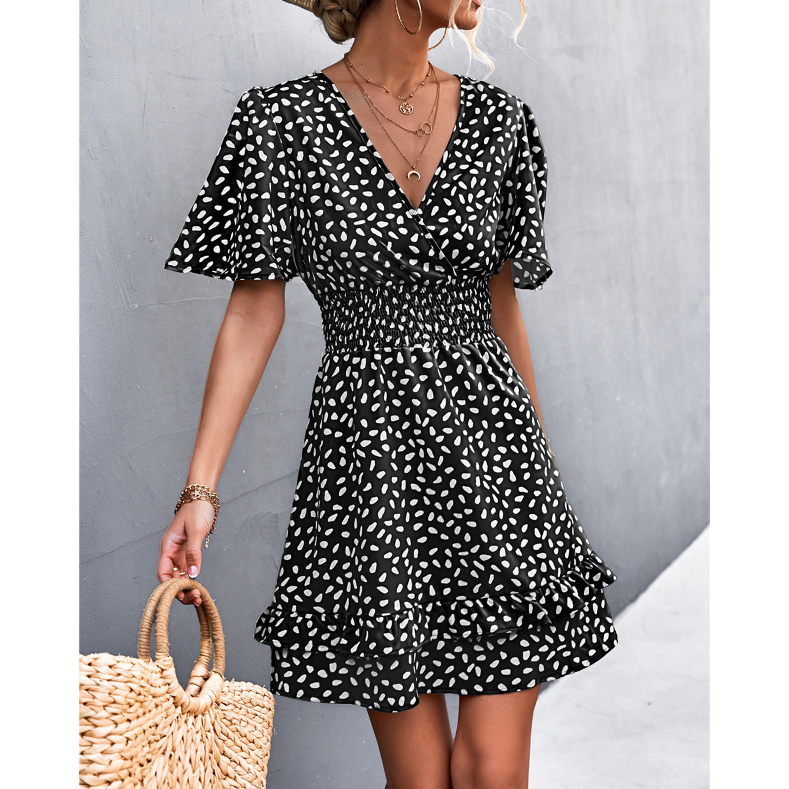 ZVAVZ Dresses for Women 2023 Fashion Women Summer Casual V-Neck Print ...
