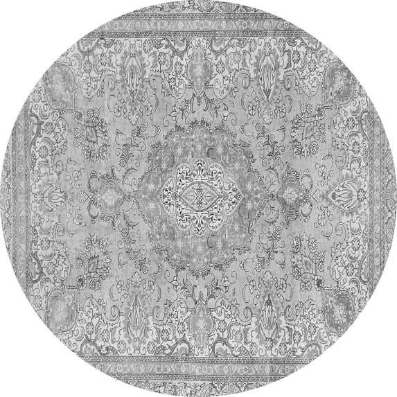 Ahgly Company Indoor Round Abstract Gray Modern Area Rugs, 7' Round