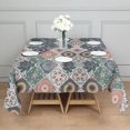 thumbnail image 3 of Multicolor Ethnic Floral and Geometric Pattern Square Tablecloth,Waterproof Square Table Cover,Wipeable Spillproof Washable Table Cover for Home Kitchen Party Decor 42"X42"(107x107cm), 3 of 6
