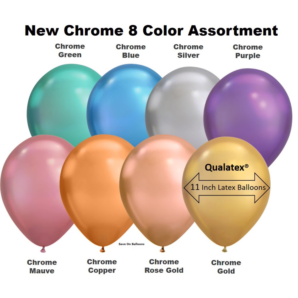 Qualatex 11" Chrome 8 Color Assortment Latex Balloons (25 ct) Walmart