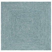 SAFAVIEH Braided Gino Distressed Machine Washable Reversible Area Rug, Teal/Green, 3' x 3' Square