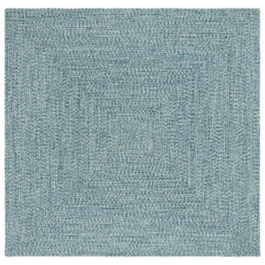 SAFAVIEH Braided Gino Distressed Machine Washable Reversible Area Rug, Teal/Green, 3' x 3' Square