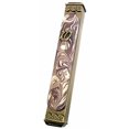 thumbnail image 2 of Mezuzah, Easy Mount, Art Glass on Metal Case *Gift Box and Non-Kosher Scroll Included* (Grape), 2 of 4