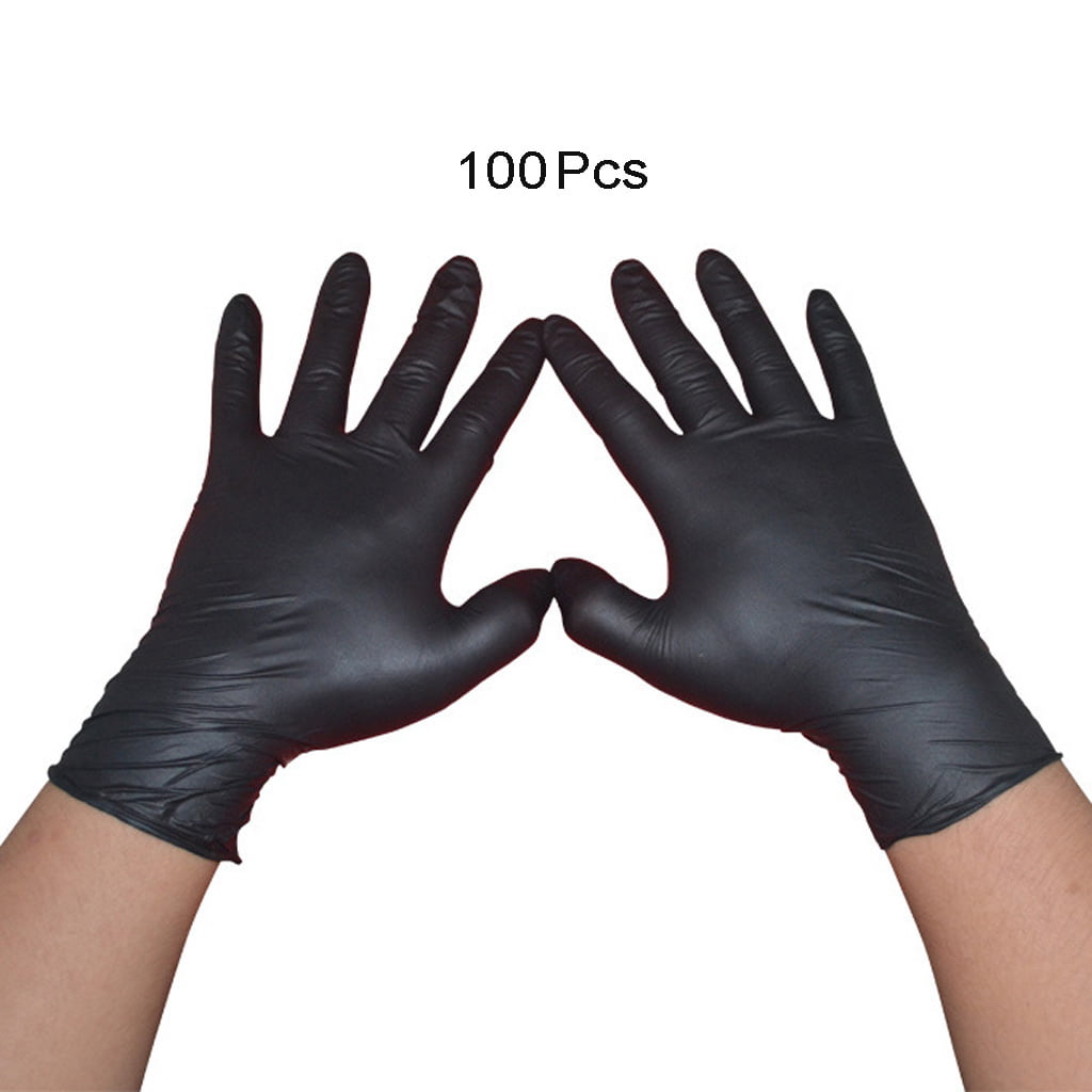 ER-NMBGH 100pcs Nitrile Gloves Rip Resistant Disposable Black Gloves Work Safety Gloves,Powder Free Disposable Black Nitrile Gloves,wear-Resisting,Anti-Slip,Multi-Purpose Latex-Free Glove 