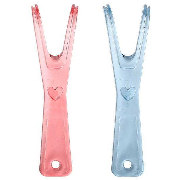 2pcs Soporte de hilo dental Soporte de hilo dental Carrete plano Carrete plano Rejilla de reemplazo de hilo dental (Rosa + Azul)