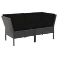 thumbnail image 2 of vidaXL 6 Piece Garden Lounge Set with Cushions Poly Rattan Black, 2 of 5
