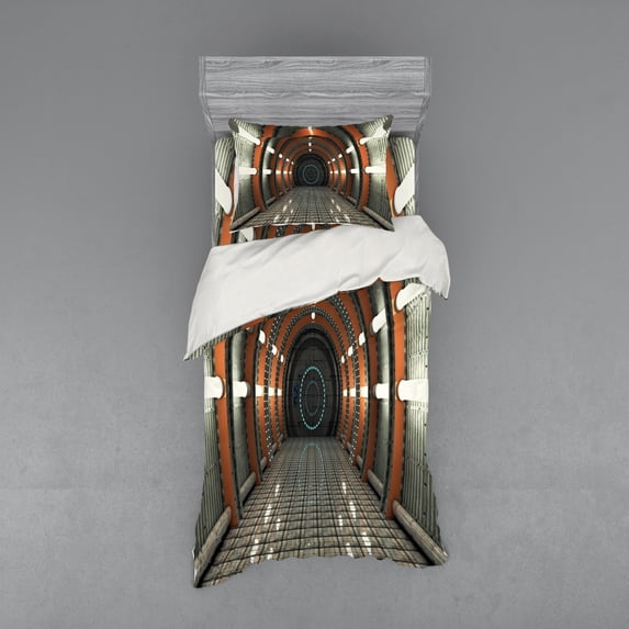 Ambesonne Space Bedding Set 3 Pcs, Earth Orbit Digital, Twin XL, Multicolor