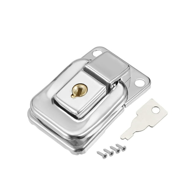Unique Bargains 41mm x 28mm Metal Small Size Suitcase Hasp Catch Latch w Keys and Screws 5 Pcs