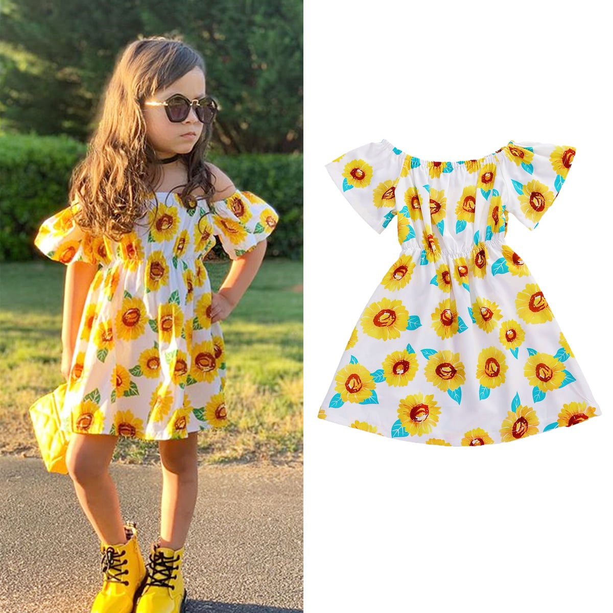 Orange Hibiscus Ruffle Cold Shoulder Dress Toddler 12 18 Months 2T 3T 4T 5 6 7 8 Girl/'s Summer Boutique Orange Hibiscus Floral Dress