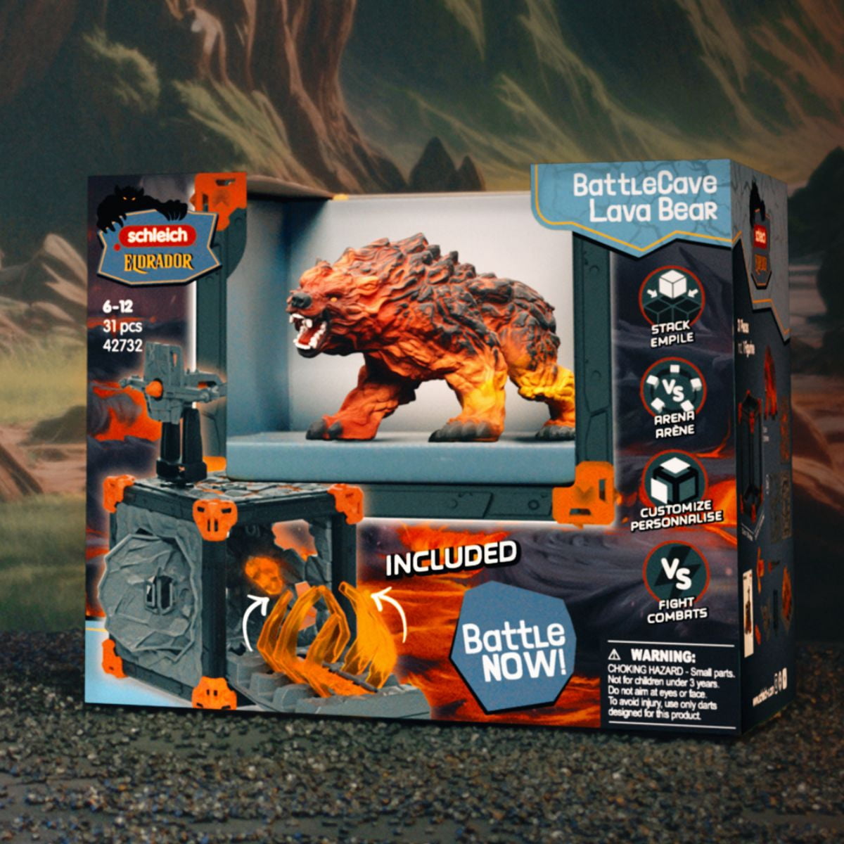 Schleich Eldrador Creatures - Battle Cave with Lava Bear Playset - Interactive Cave with Pretend Weapon, Trap and Monster Figurine - Fantasy Toys for Kids Ages 7+ | 42732