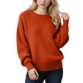 thumbnail image 4 of vigerkar Womens Oversized Long Sleeve Crewneck Fall Sweaters Chunky Knit Pullover Clothes Trendy Outfits (Orange, M), 4 of 6