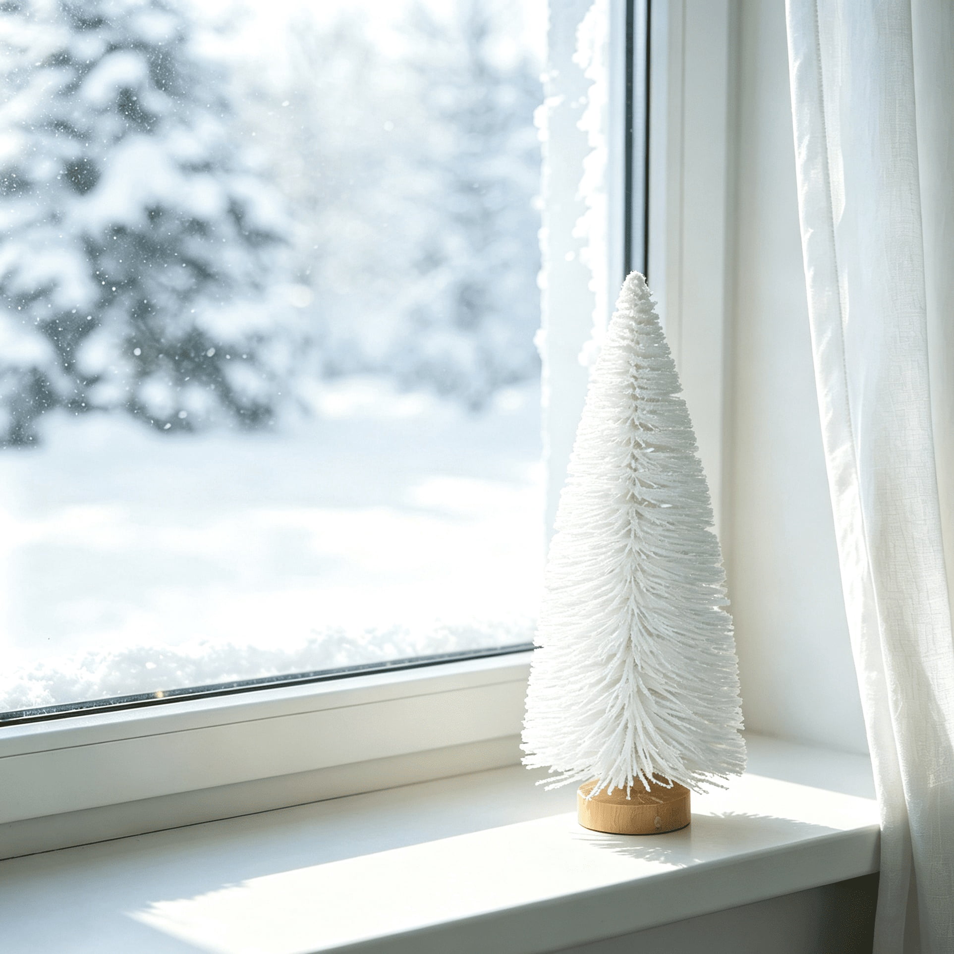 Christmas Village Pine Tree, White, 6", by Holiday Time