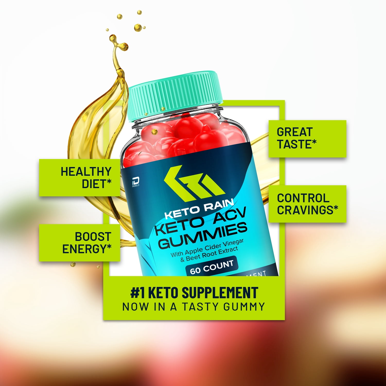Keto Rain Keto ACV Gummies, KetoRain Apple Cider Vinegar Gummies, 2 Pack, 120 Gummies