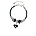 thumbnail image 2 of Delight Jewelry Silvertone Black and White Enamel Heart Wife Celtic Knot Leather Bead Bracelet, 7"+2" Extender, 2 of 4