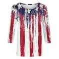 thumbnail image 5 of Fanxing American Flag Shirt for Women 4th of July T-Shirt USA Flag Patriotic Tee Tops 3/4 Sleeve American Flag Graphic Tee Shirt Red,L, 5 of 5
