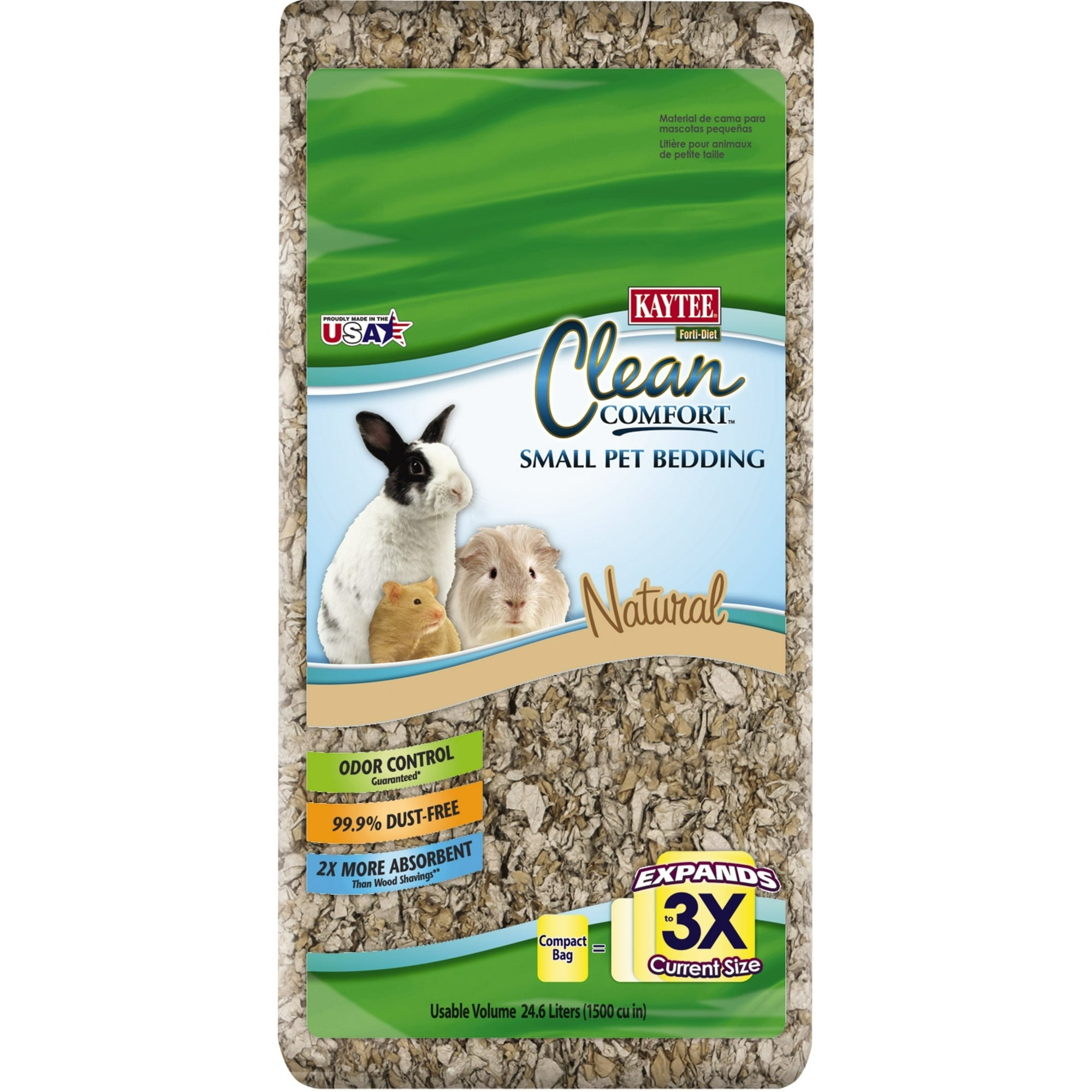 Kaytee Clean Comfort Small Animal Bedding for Rabbits, Hamsters & More, Natural 24.6L