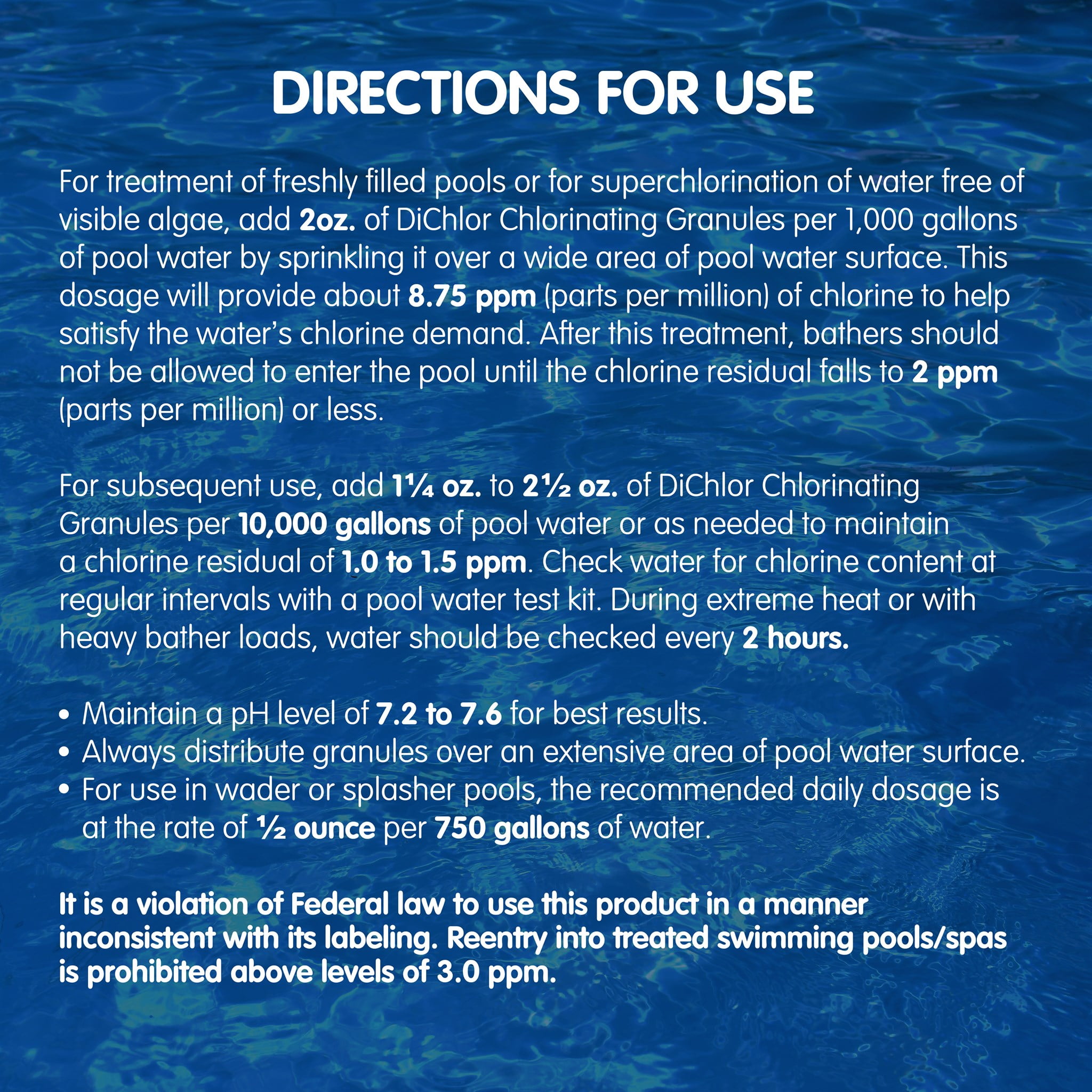Eeziblue Chlorinating Granules - 2 lbs, Sodium DiChlor Pool Shock, Granular Shock for Hot Tub or Spa