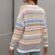 thumbnail image 4 of Suéter de punto a rayas Jersey de cuello redondo Hombro caído Suéter casual de manga larga para mujer Blanco M, 4 of 6