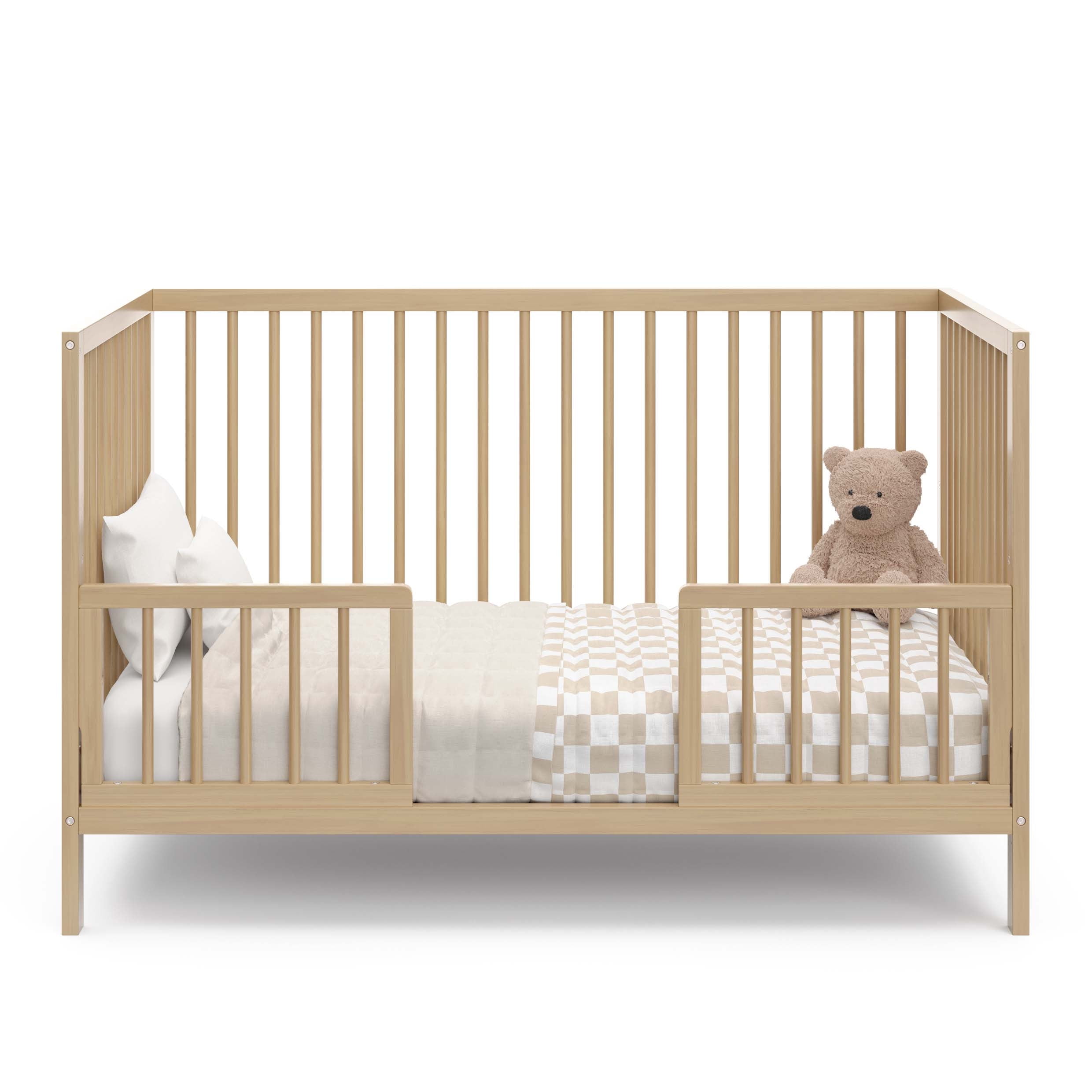 Graco Teddi 5-in-1 Convertible Crib and Premium Crib & Toddler Mattress Bundle, Driftwood