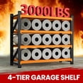 thumbnail image 3 of AUHUP 4-Tier Garage Storage Shelves 3000LBS Heavy Duty Metal Shelving 48" W Shelving Unit for Warehouse,Basement Industrial,Home Utility Rack Shelf,48"W x 24"D x 70"H,Black&Orange, 3 of 10