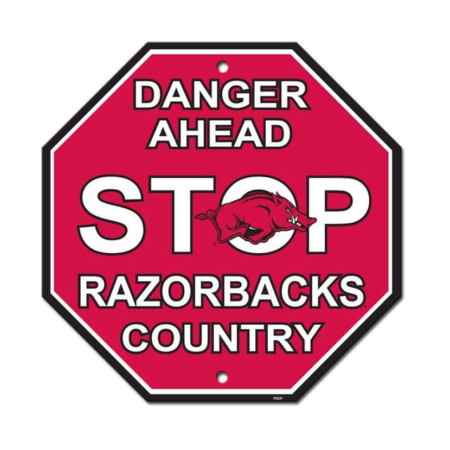 Fremont Die NCAA Arkansas Razorbacks Team Sign, 12" x 12", Stop Sign