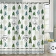 thumbnail image 5 of Winter Christmas Shower Curtain Green Christmas Tree Snow Forest Bathroom Decor Teal Pine Tree Bath Curtain Nature Scene Xmas Holiday Bathroom Decor Hooks Included 70X84in, 5 of 5