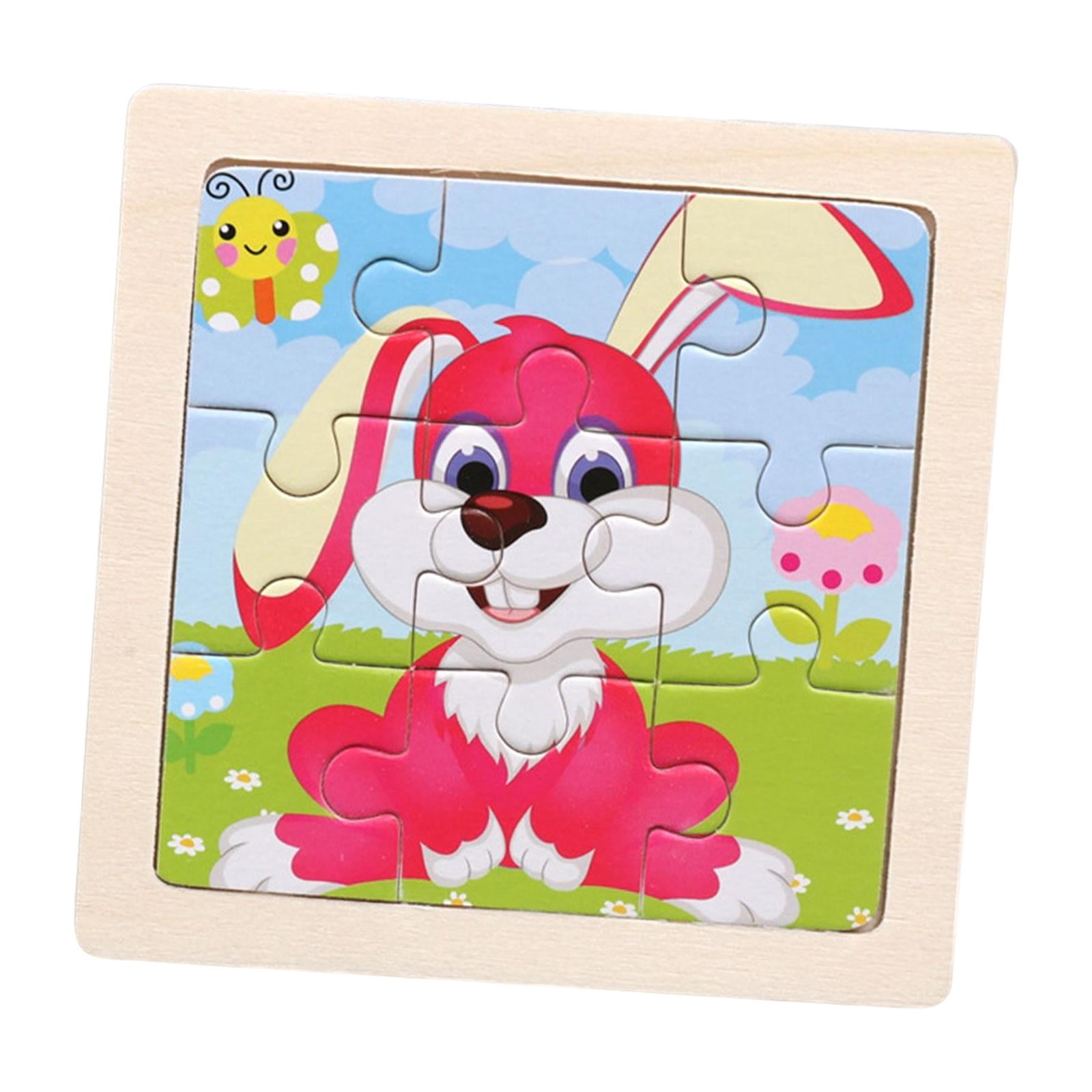 Cartoon Rabbit Jigsaw Puzzles Shape Sorter Toy Preschool Learning Toys Montessori Animal Bunny